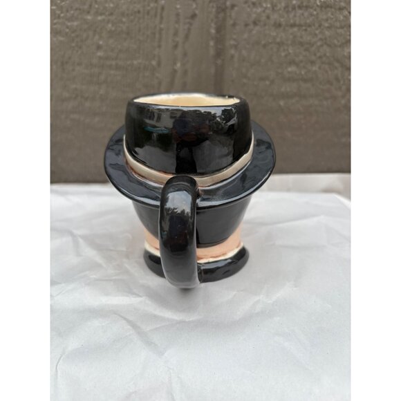 Vintage Laurel & Hardy Style Ceramic Coffee Mug Head Figurine Black Hat Handle - Picture 4 of 6
